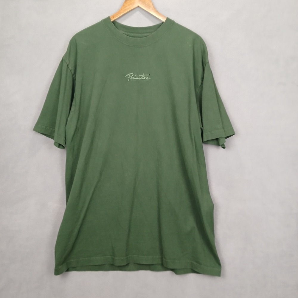 Primitive Skateboarding T Shirt Men XL Green Logo Crew Neck Short Sleeve Outdoor